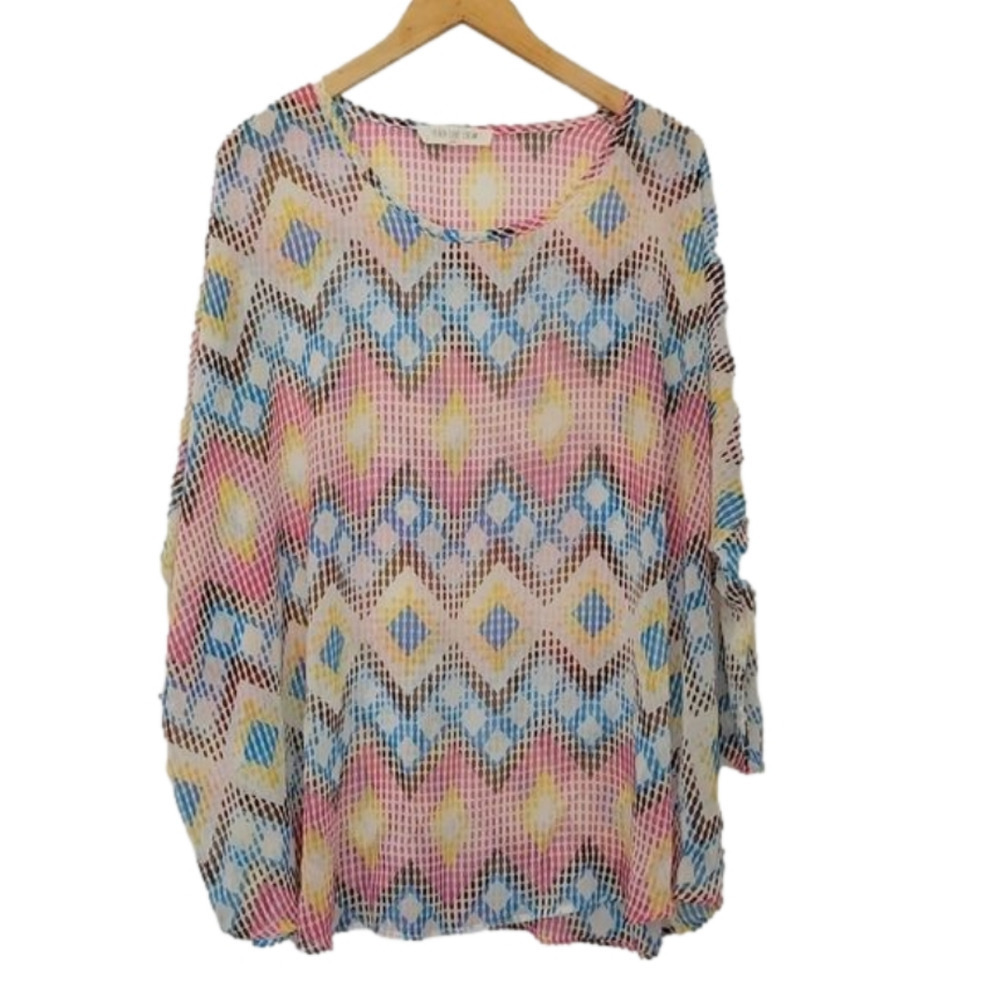 PEACH Love Cream swim suit cover up over size sheer